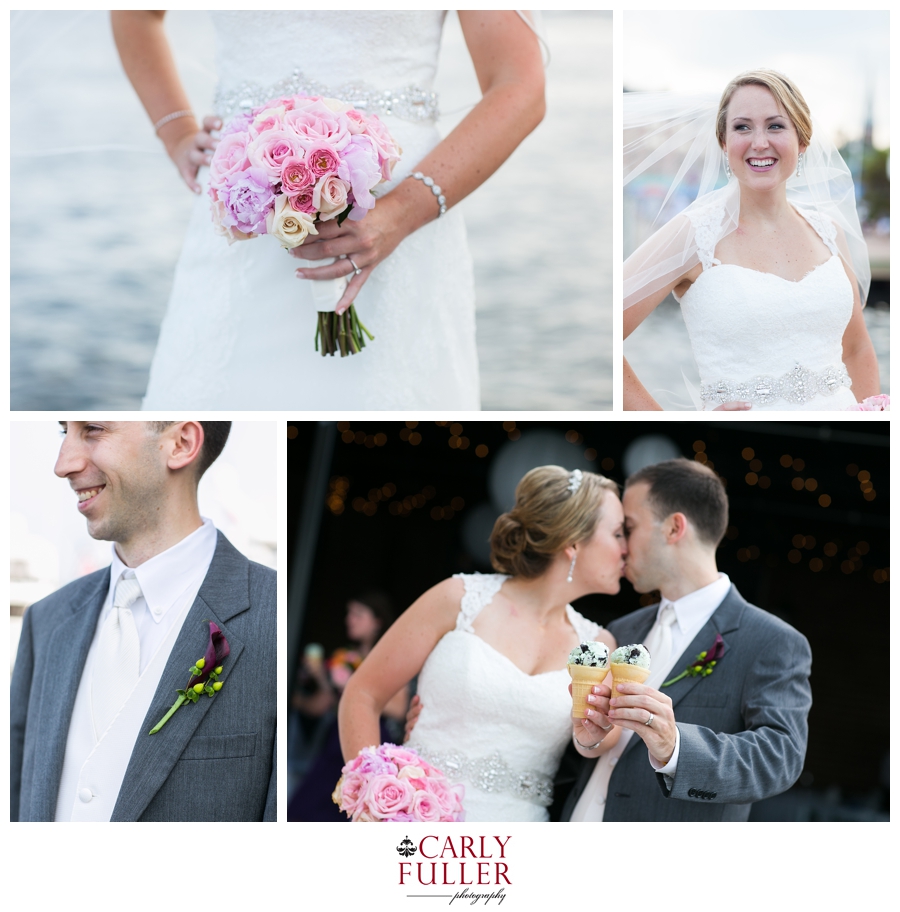 Ice Cream Wedding ceremony - Pink Bridal bouquet - City Dock Wedding Photography