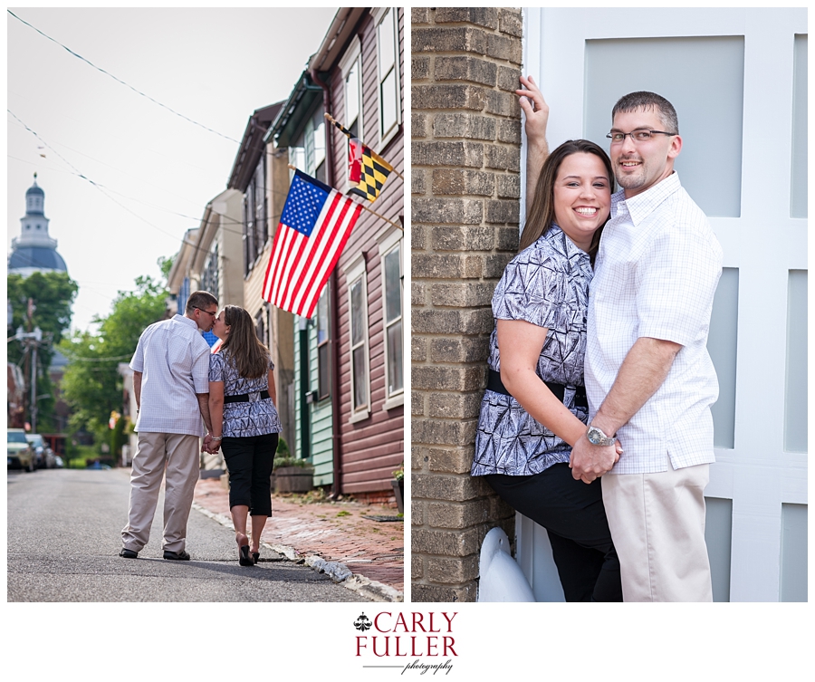 Downtown Annapolis Engagement Photographs | Spring Engagement Photographer | American Flag Engagement Photo