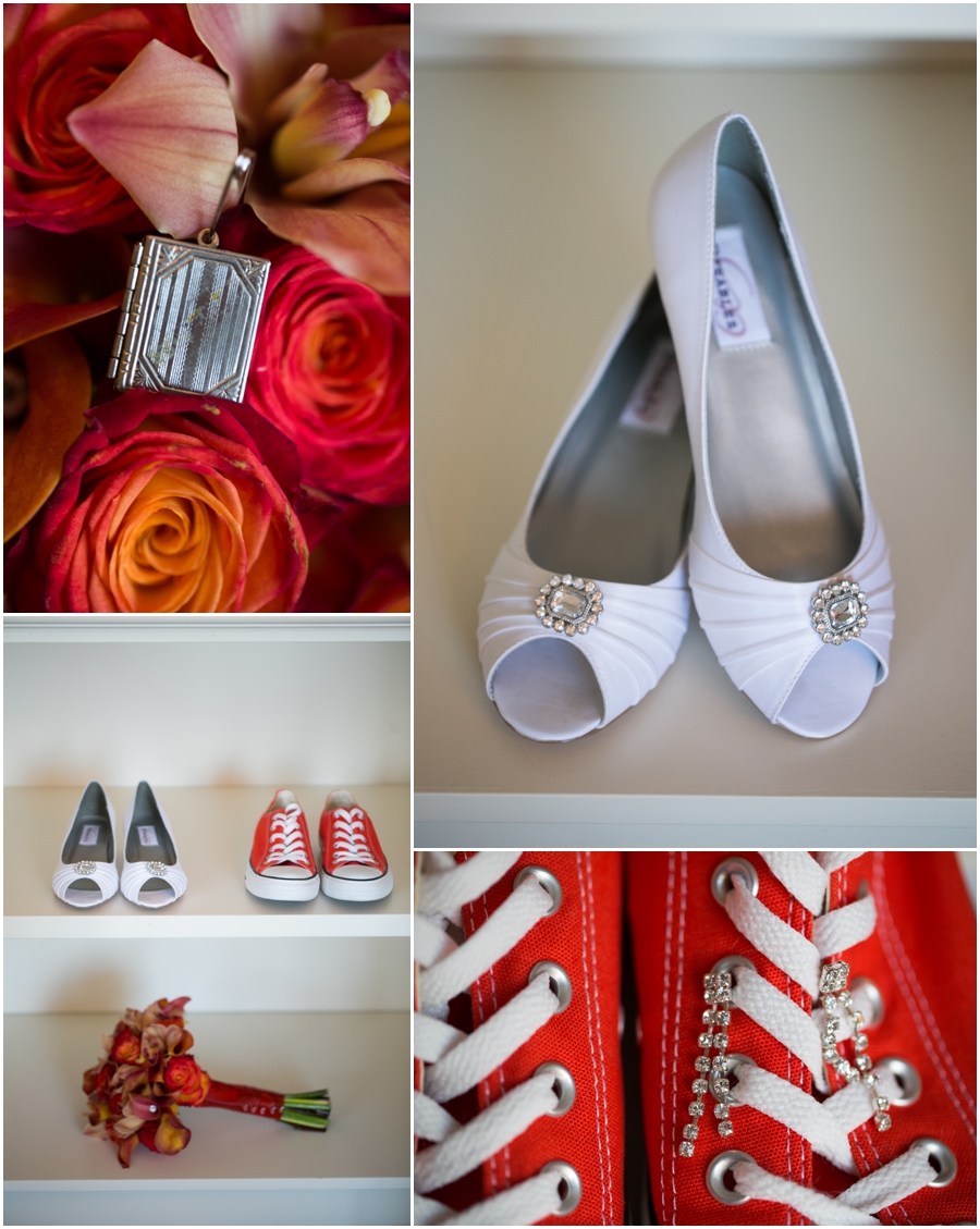 orange wedding details - chuck taylor bride shoes