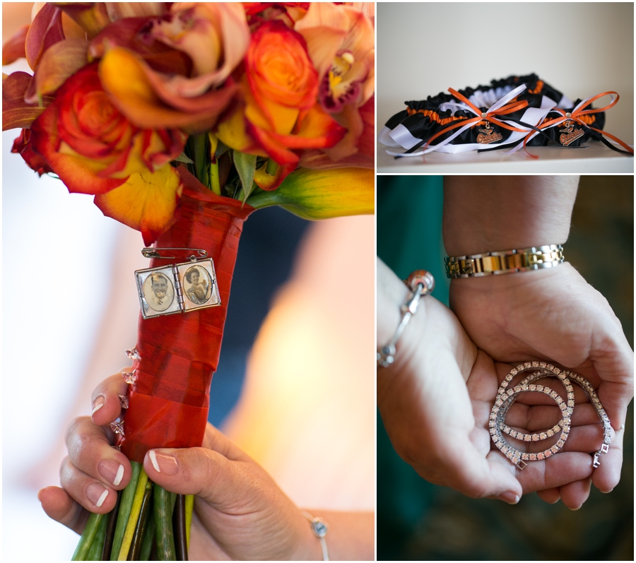 orange wedding details - orioles themed wedding photographs