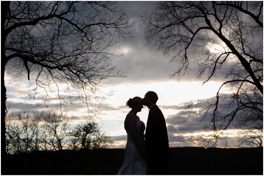 Hayfield Winter Wedding Photographer - silhouette of bride and groom