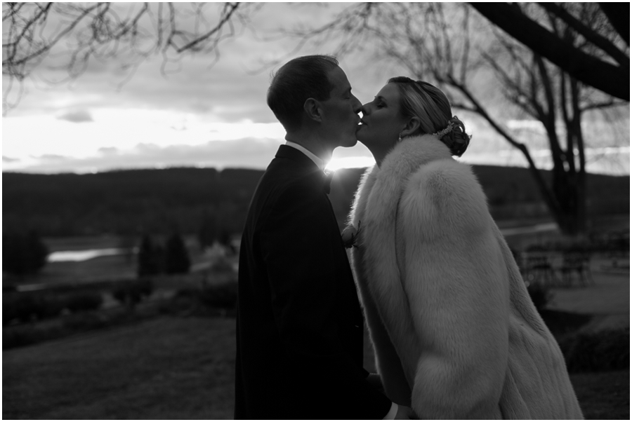 Hayfield Winter Wedding Photographer - black and white silhouette during sunset