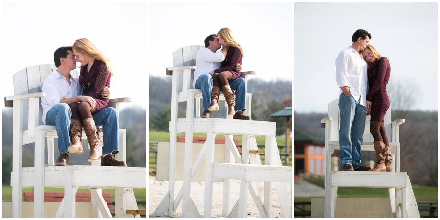 Deep Creek Lake Engagement Photographer - Destination Engagement Session - White Beach chairs