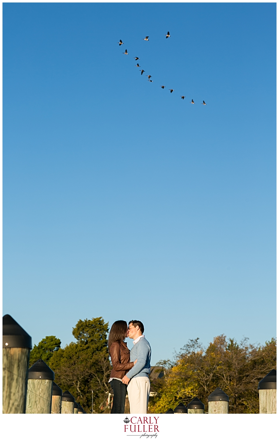 Birds flying over - Batts Neck Park - Eastern Shore Engagement Session - Stevensville Engagement Photographer