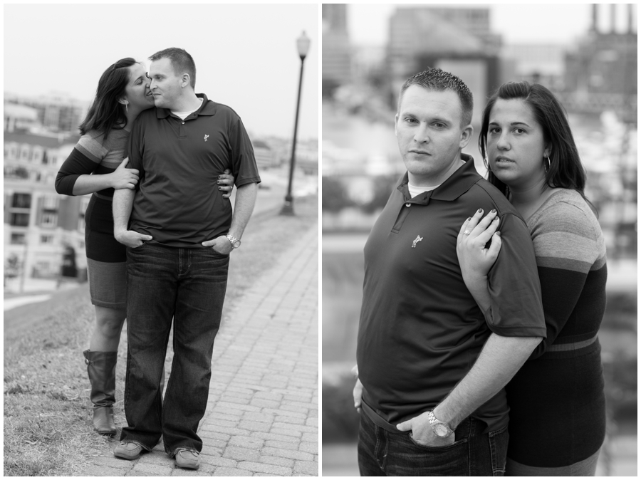 Baltimore Federal Hill Engagement Photos - black and white overlook photo - Katey & Frank