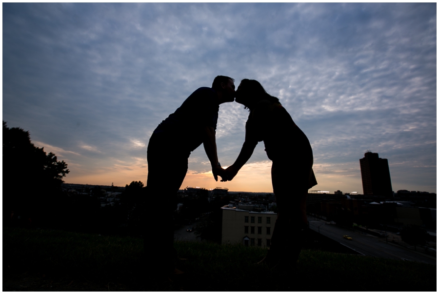 Sunset Silhouette Engagement Photos - Federal Hill Engagement Photographer - Katey & Frank