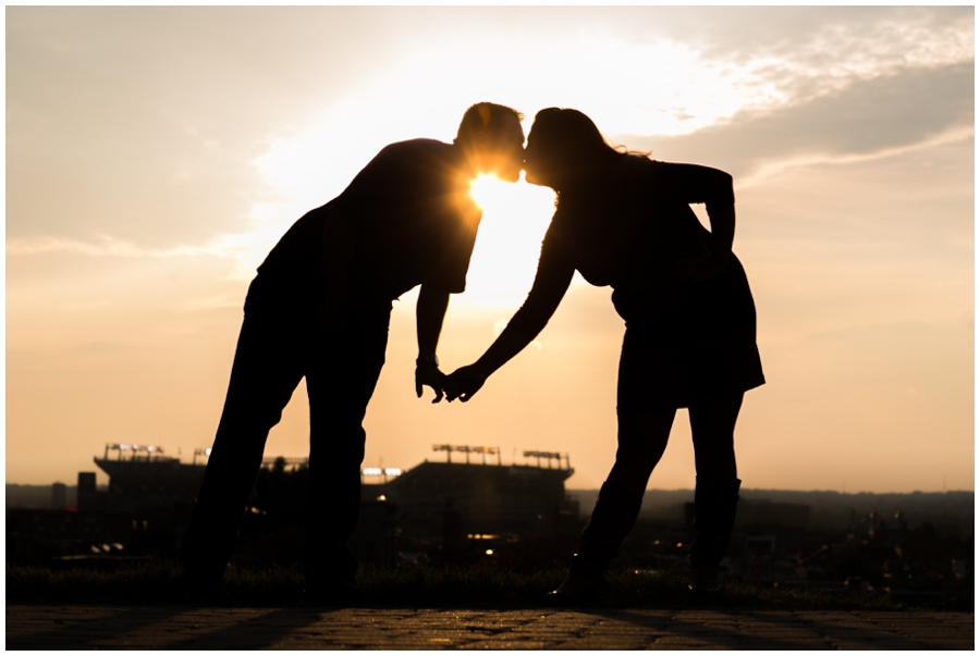 Sunset Silhouette Engagement Photos - Federal Hill Engagement Photographer - Katey & Frank