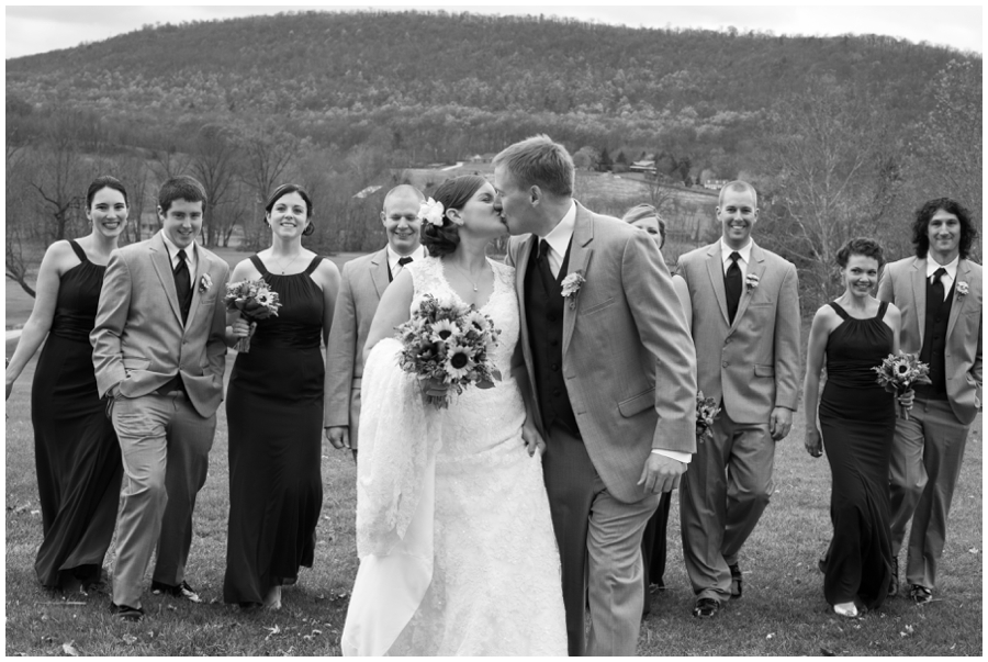 Liberty Mountain PA Wedding - PA Wedding Photographer - B&W Bridal party Wedding Photographer