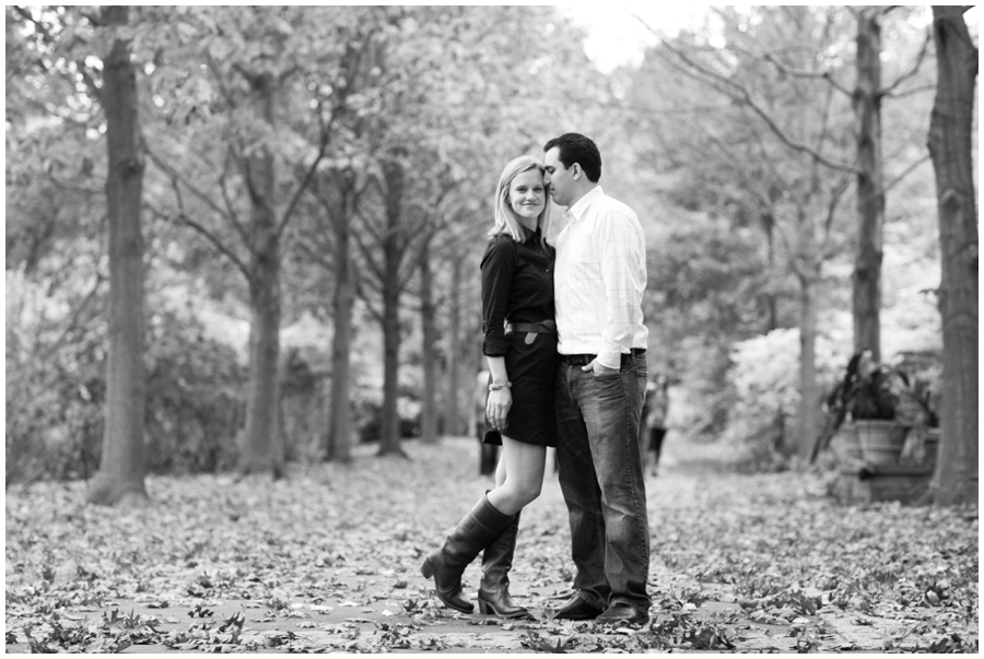 Black and white engagement photo - Morris Arboretum - Philadelphia PA Engagement Photographer