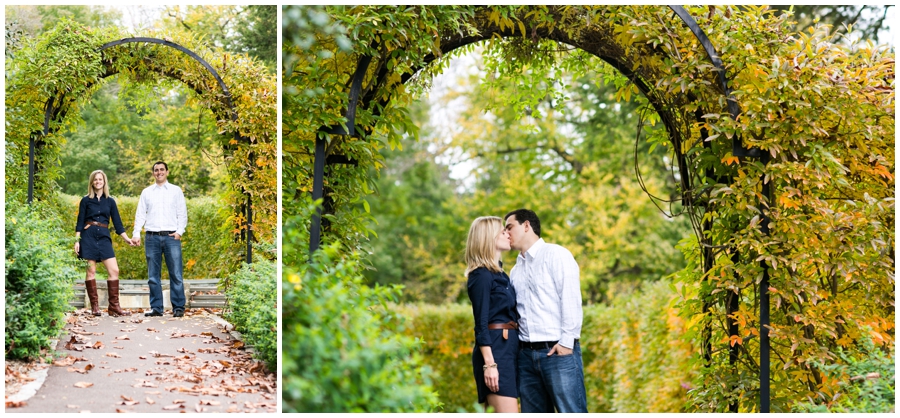 archway engagement photo - Morris Arboretum - Philadelphia PA Engagement Photographer