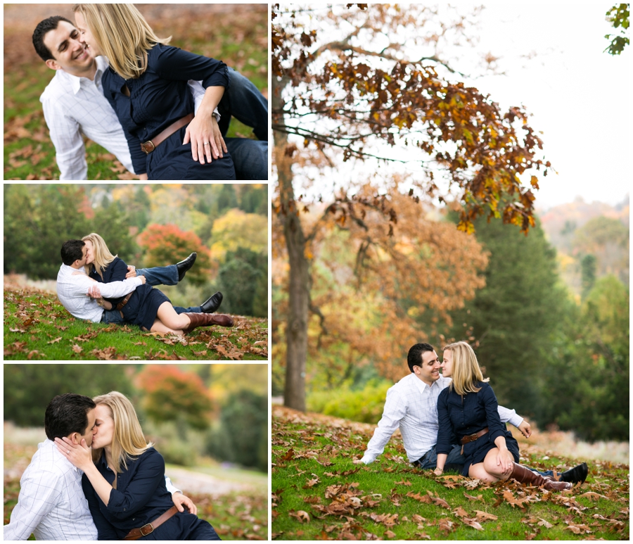 sitting Engagement Photo - Morris Arboretum - Philadelphia PA Engagement Photographer