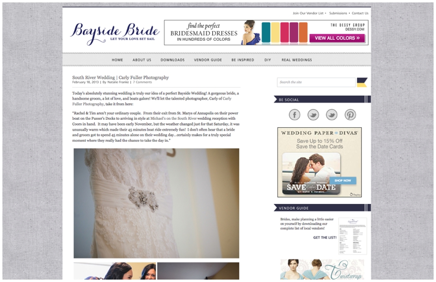 Bayside Bride Annapolis Wedding Feature