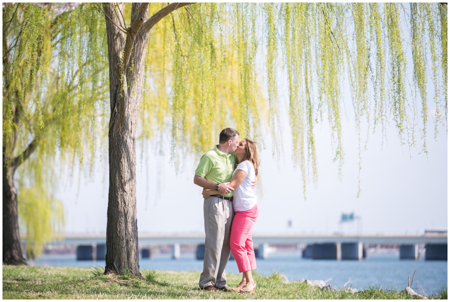 Washington DC Cherry Blossom Engagement Photograph - National Mall Waterfront