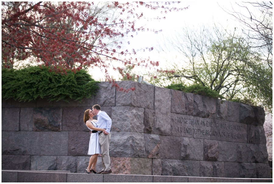 Washington DC Cherry Blossom Engagement Photograph - Franklin Delanor Roosevelt Memorial