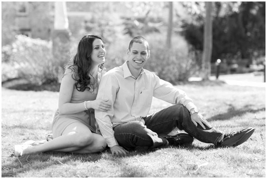 Spring Black and white Engagement Photo - Mount St Marys Engaged Couple