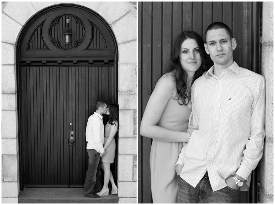 Black and white Church Engagement Photographs - Mount St Marys Campus Engagement Photography