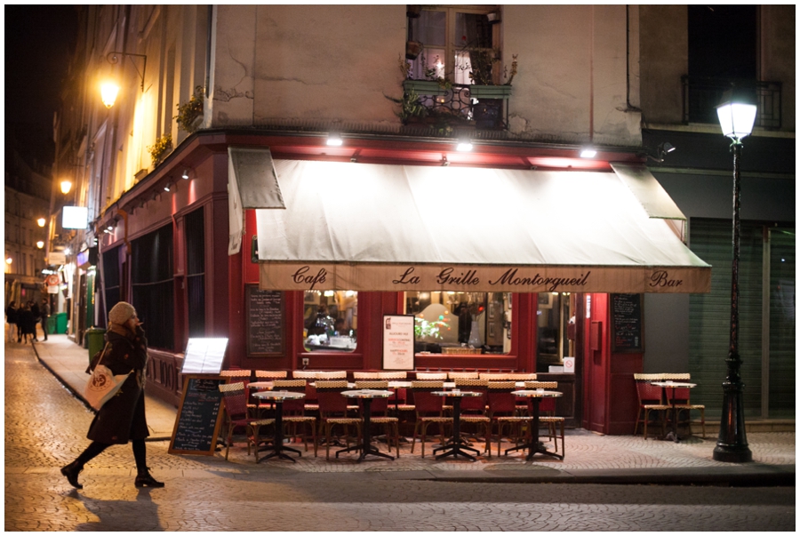 Night Photograph of Parisian bistro - Paris Architecture photograph - english speaking photographer in Paris