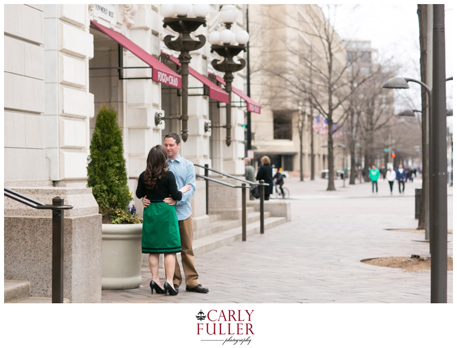 Washington DC Engagement - Love Session at Fogo de Chao - Green Dress