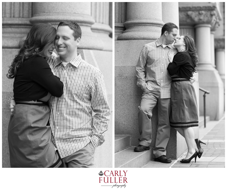 Washington DC Engagement - Love Session at Fogo de Chao - Black and white romantic photo