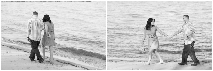 Fort Smallwood Park Engagement Photographer - Black and white Beach Engagement Photo