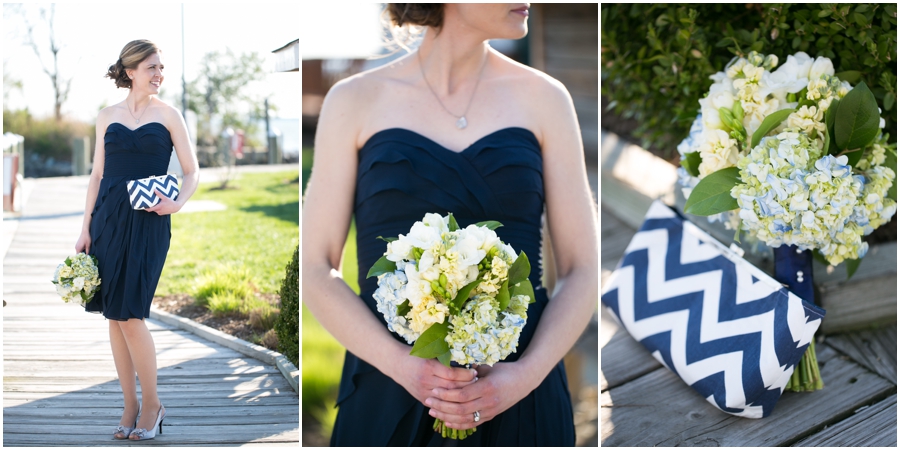 Eastern Shore Wedding Photographer - Little House of Flowers - chevron Bridesmaid purse and flowers