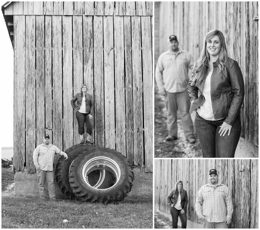 Black and white Davidsonville Farm Engagement Photographs - Grey Barn Engagement Photographer