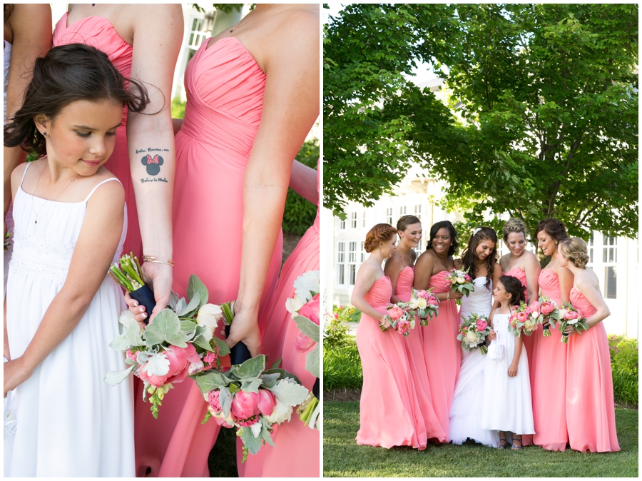 Chesapeake Bay Wedding Photographer - Waterfront Wedding Photographer - Coral bridesmaid dress