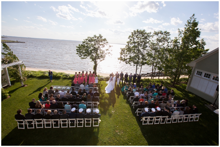 Chesapeake Bay Beach Club Wedding Photographer - Waterfront Wedding Ceremony Photographer - Chesapeake Bay Sunset Ceremony