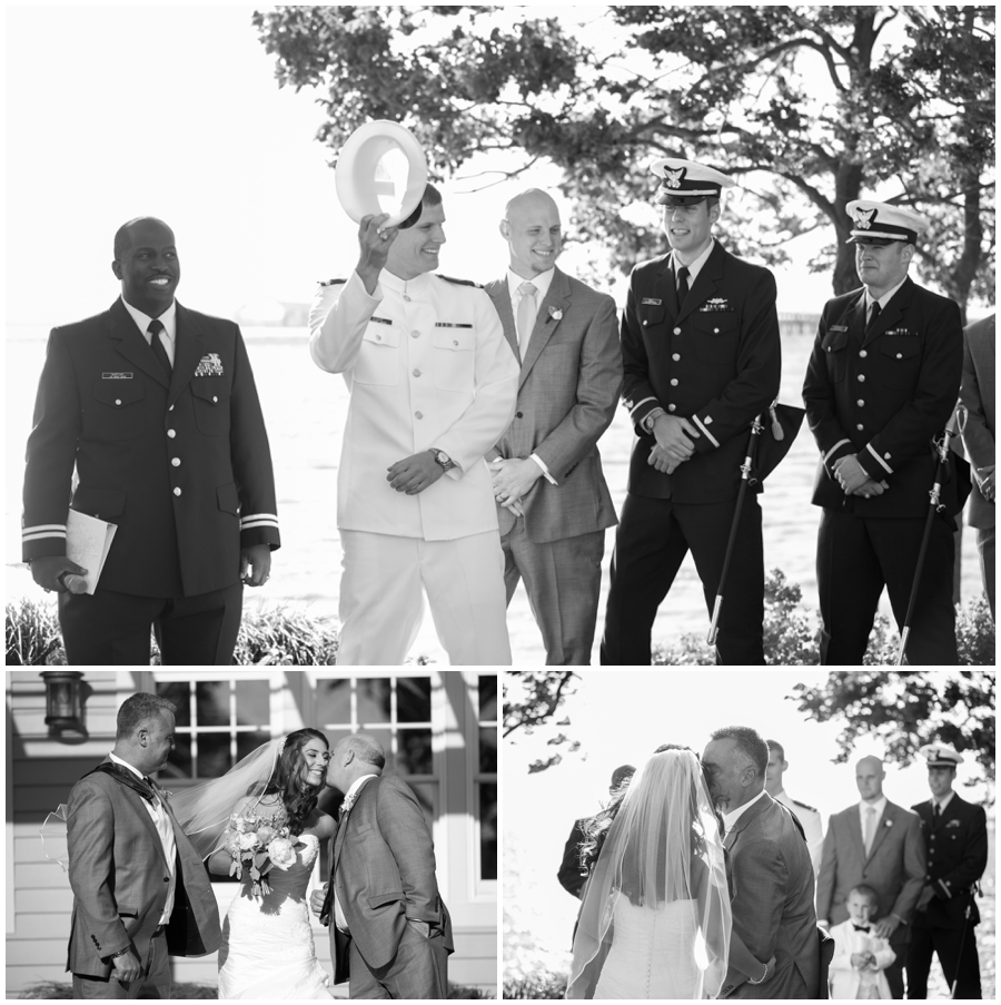 Chesapeake Bay Beach Club Wedding Photographer - Waterfront Wedding Ceremony Photographer - Chesapeake Bay Sunset Ceremony