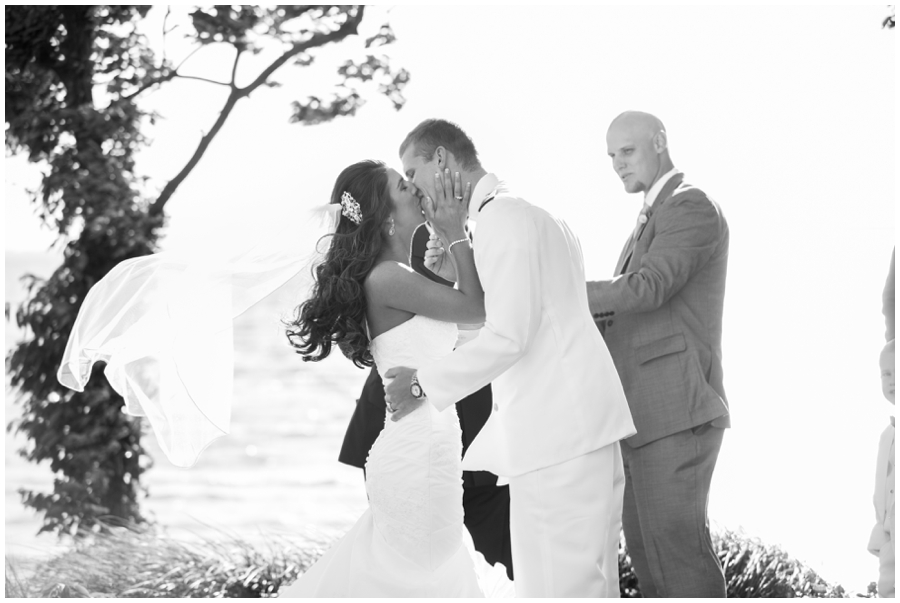 Chesapeake Bay Beach Club Wedding Photographer - Waterfront Wedding Ceremony Photographer - Chesapeake Bay Sunset Ceremony