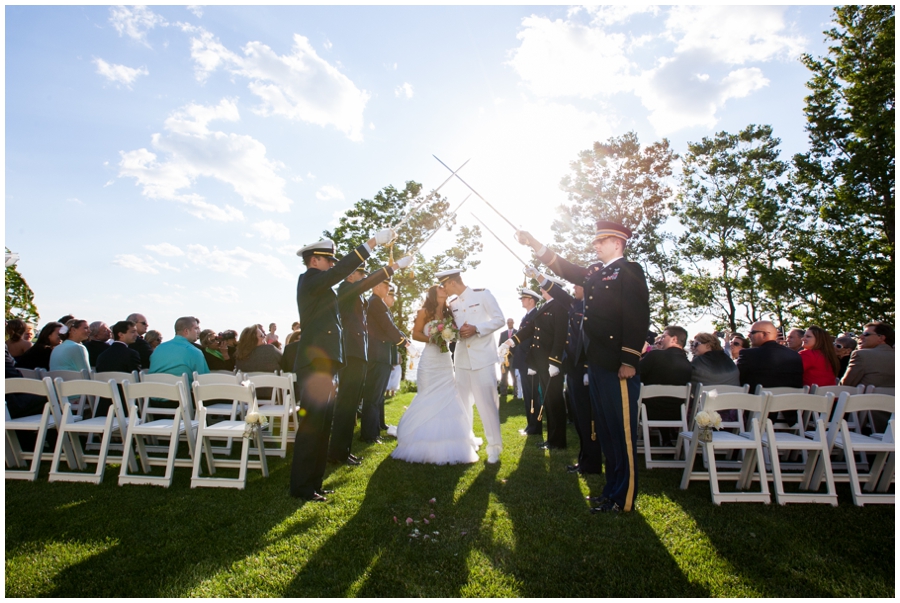 Chesapeake Bay Sword Ceremony - Waterfront Wedding Ceremony Photographer - Chesapeake Bay Sunset Ceremony