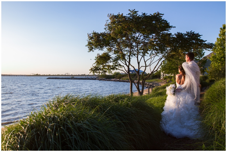 Chesapeake Bay Wedding photographer - Waterfront Outdoor Bride and groom portrait