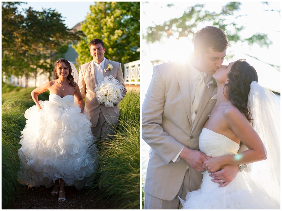 Chesapeake Bay Wedding photographer - Waterfront Sunset Bride and groom photo