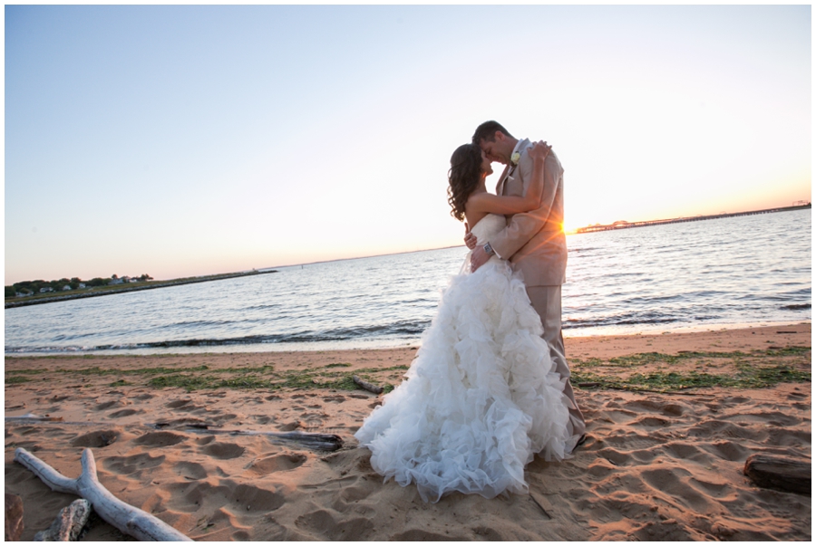 Chesapeake Bay Bridge Wedding photograph - Beach Sunset Bride and groom photo