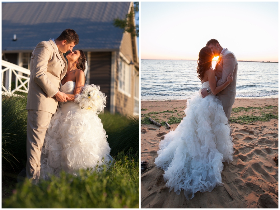 Chesapeake Bay Bridge Wedding photograph - Beach Sunset Bride and groom photo