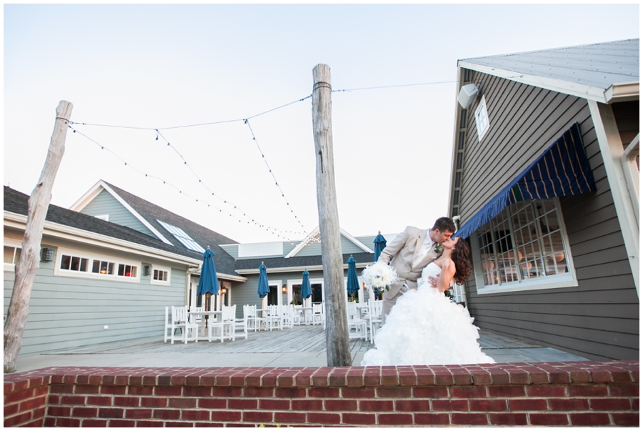 Chesapeake Bay Beach Club Couple Wedding photograph - Beach Sunset Bride and groom photo