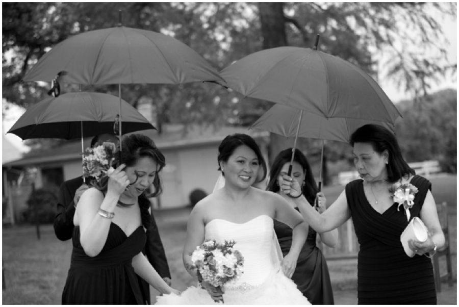 Rainy Wedding Black and white photograph - Swan harbor Farm rainy wedding