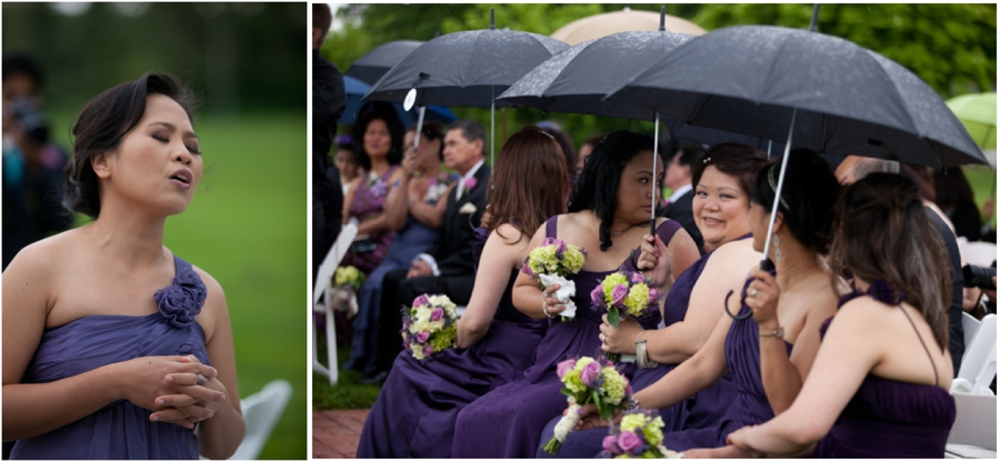 Rainy Wedding ceremony photograph - Swan harbor Farm rainy wedding