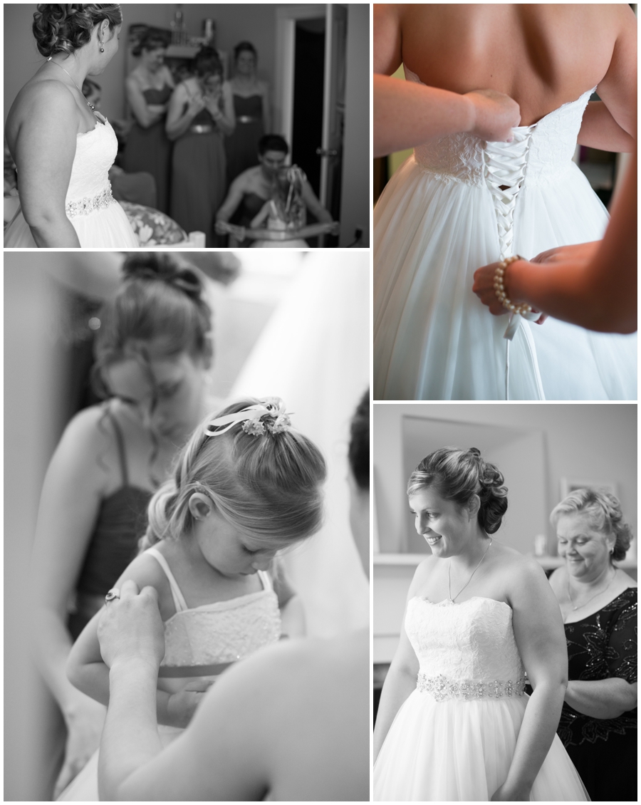 Black and white bride getting ready - Davidsonville Farm Wedding Photographer