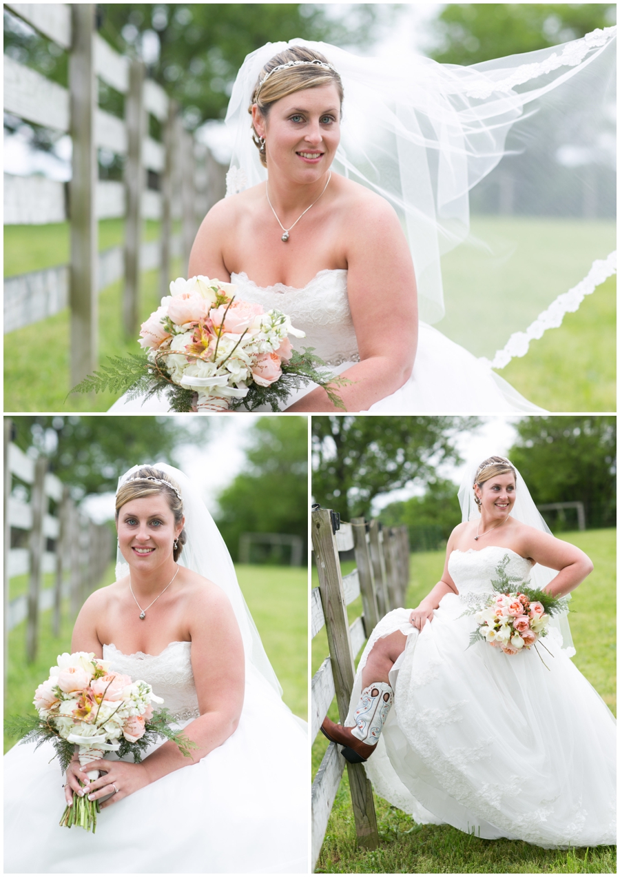 Spring Farm cowgirl Bride Portrait - Davidsonville Farm Wedding Photographer