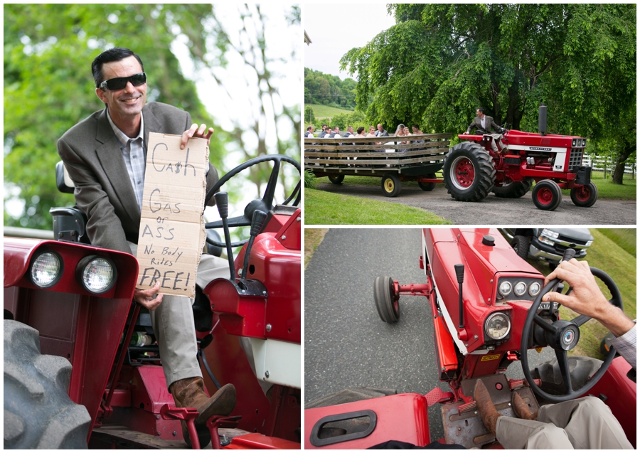 Tractor Wedding Transportation - Spring Farm country wedding ceremony - Davidsonville Country Farm Wedding Photographer