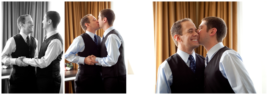 MA LGBT Wedding Photographer - Groom and Groom Getting Ready at Hotel