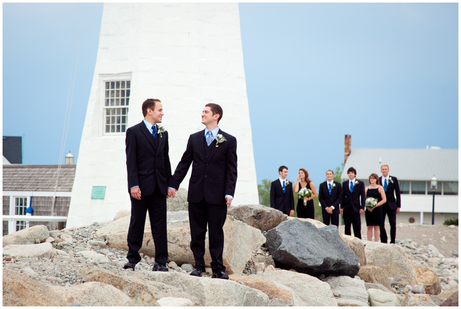 Scituate MA Lighthouse Wedding Photograph - MA LGBT Wedding Party