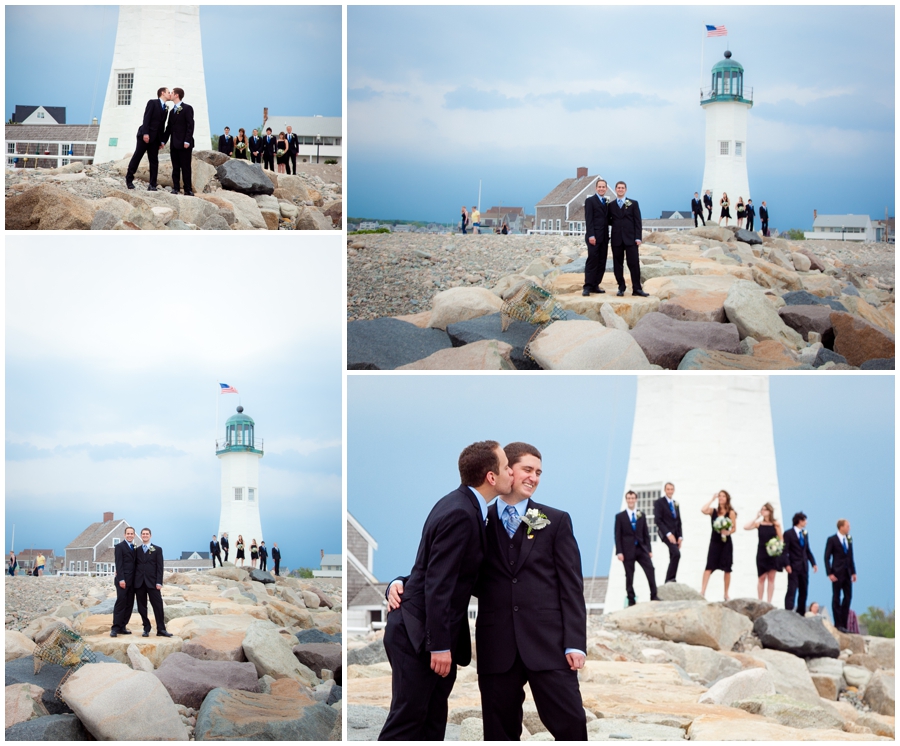 Scituate MA Lighthouse Wedding Photograph - MA Destination Wedding Party