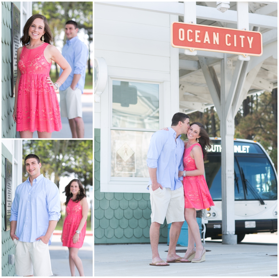 Ocean City Engagement Photograph - Coral Dress - Ocean City Bus Station