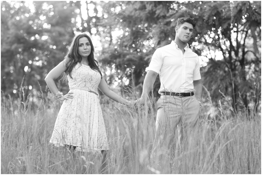 Sunset Engagement Photography - chic black and white engagement photo