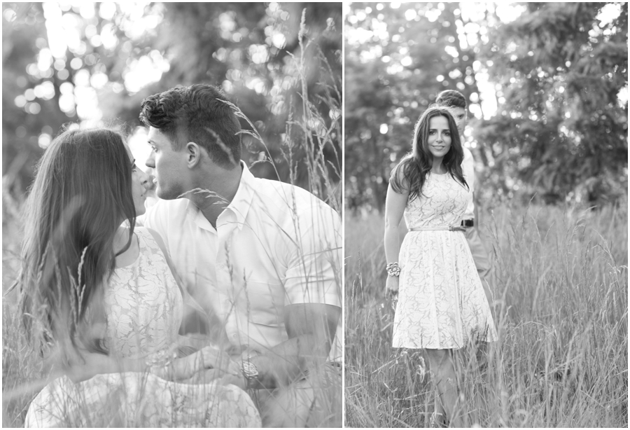 Sunset Engagement Photography - chic black and white engagement photo