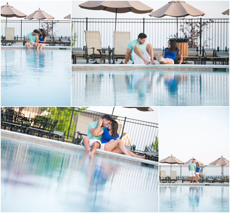 Pool Engagement Photographer - pool side engagement - Havre de Grace engagement photography