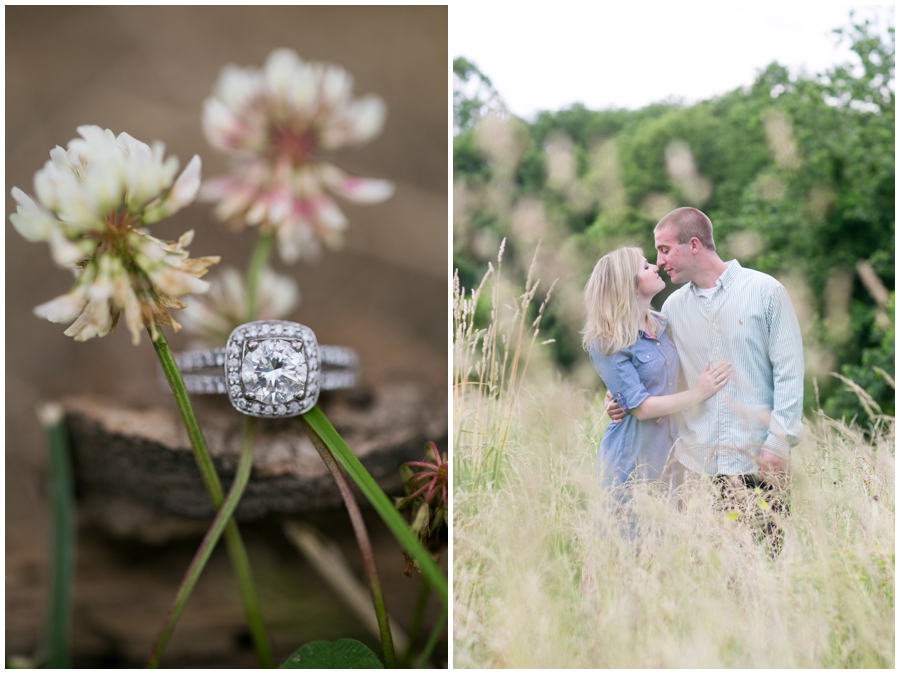 Maryland Agricultural History engagement ring detail - Field Engagement Photographer