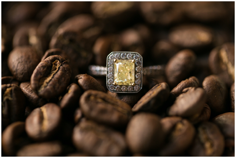 Coffee Beans Engagement Ring Detail - Baked and Wired Engagement Photographer